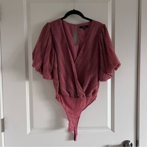 Lulu's Mauve Textured Wrap Bodysuit